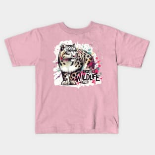 Snow Leopard - Protect Wildlife Kids T-Shirt